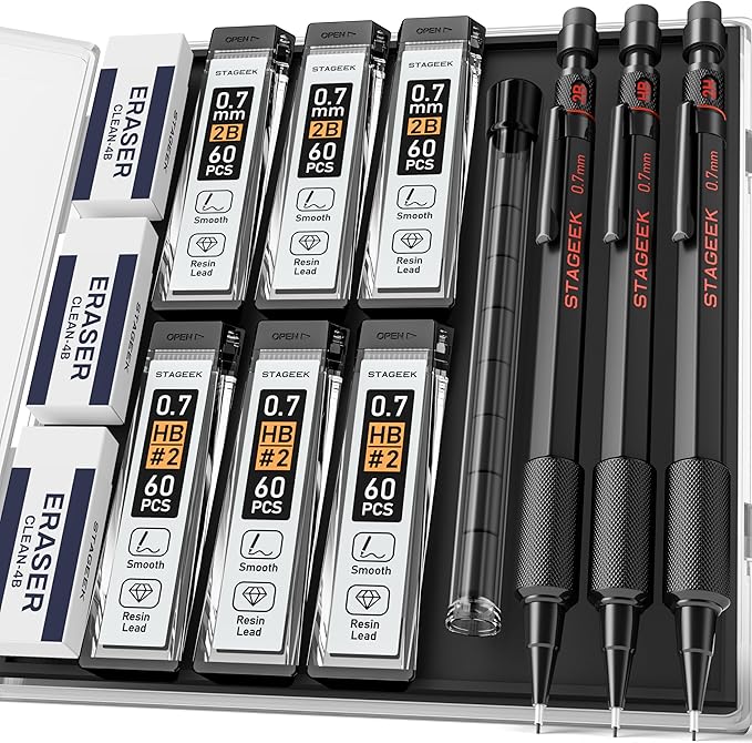STAGEEK 0.7mm Mechanical Pencil Set, Weatherproof Artist Pencils by STAGEEK