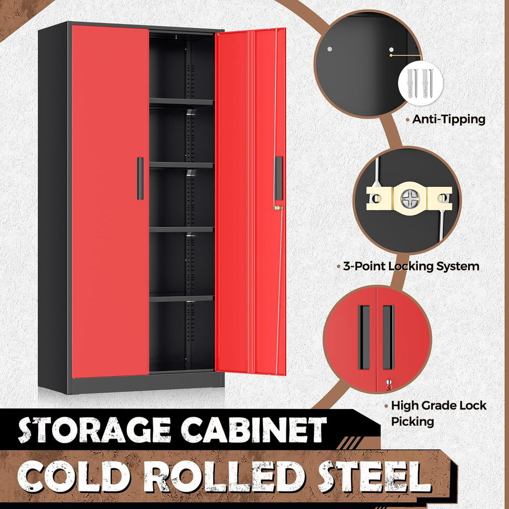 intergraet metal storage cabinet with adjustable shelves, garage, side view