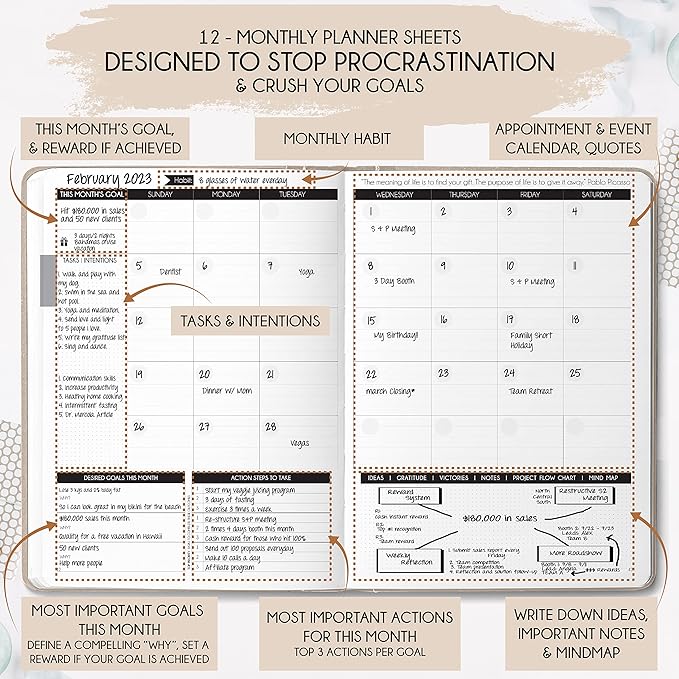 Life & Goal Planner – Undated Daily, Weekly & Monthly Organizer - Image 4