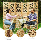 Room Divider Wood Carved Wall Divider Indoor Folding Portable Partition Screen - Image 2