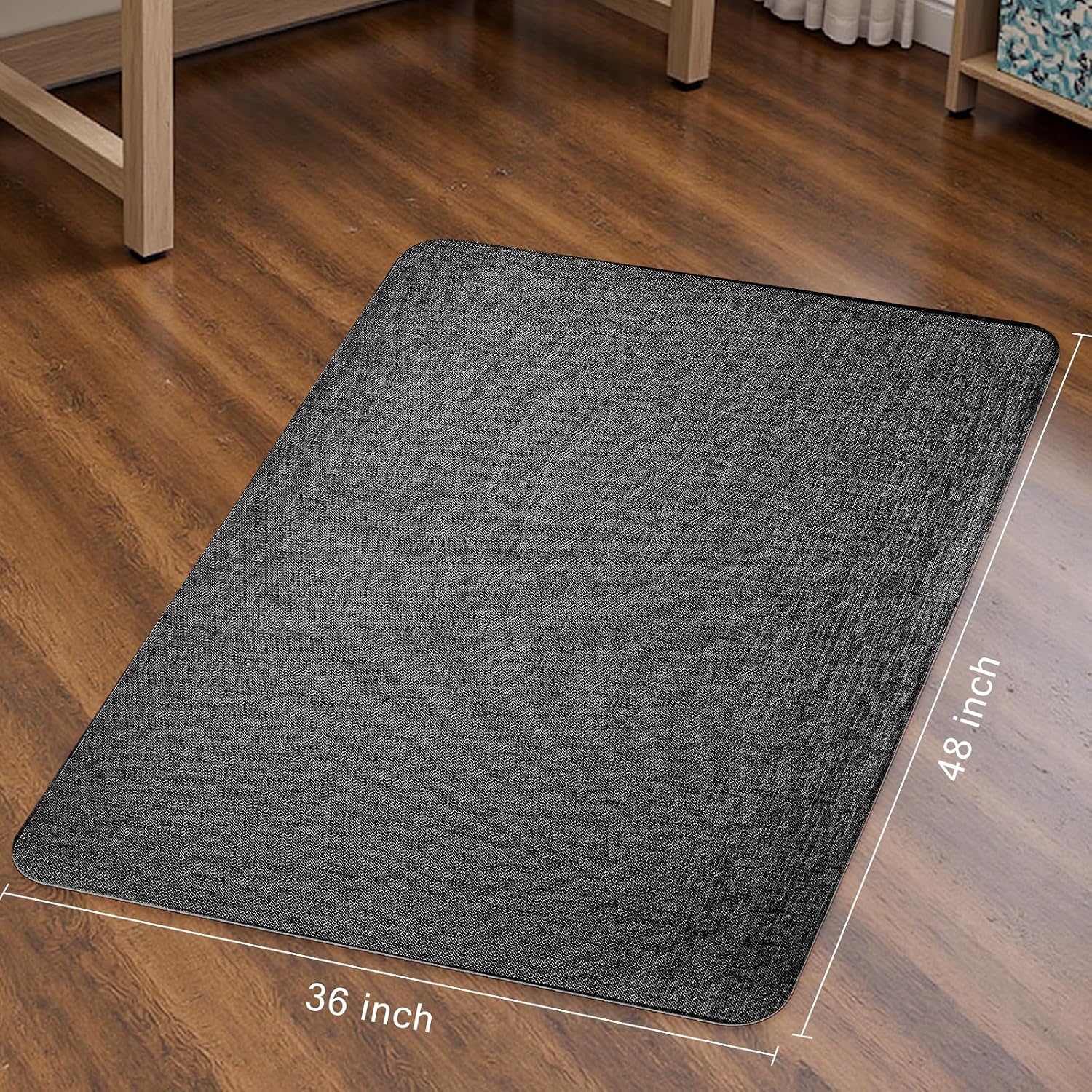 Sycoodeal Office Chair Mat for Hardwood & Tile Floor,Computer Gaming Chair Mat for Rolling Chairs Non-Curve, Anti-Slip, Heavy Duty Floor Protector for Home Office,Black (36" x 48")