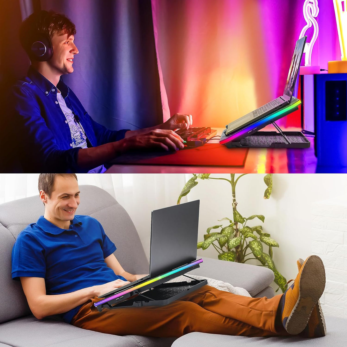 TopMate C12 Laptop Cooling Pad RGB Gaming Notebook Cooler for Desk/Lap Use
