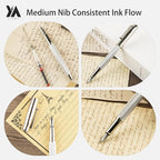 YICMY Fancy Fountain Pen Set – Fine & Medium Nibs, Includes 18 Ink Cartridges - Image 4