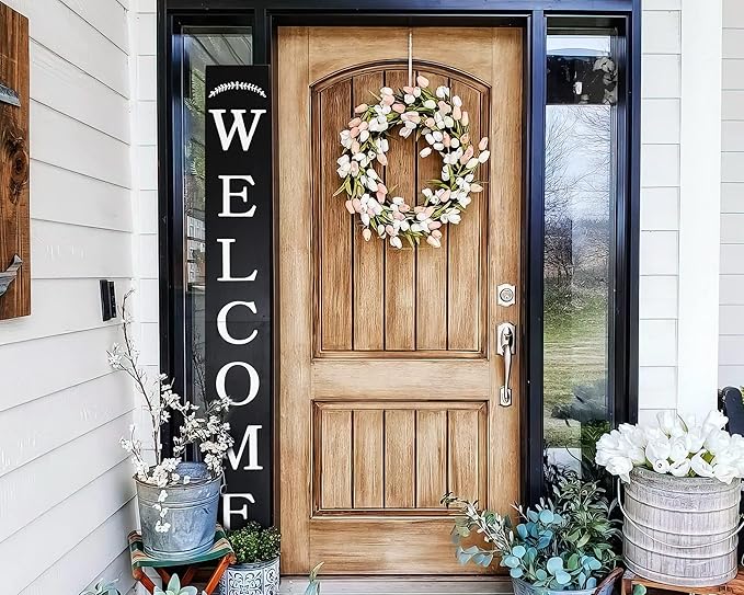 Tall Outdoor Welcome Sign - 6ft Black Rustic Modern Farmhouse Decor by DQ+DQ+HOME+DECOR