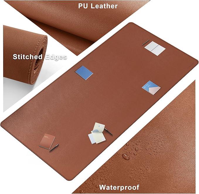 CENNBIE Leather Desk Mat, Extended Non-Slip Table Pad, Waterproof PU Leather - Image 3