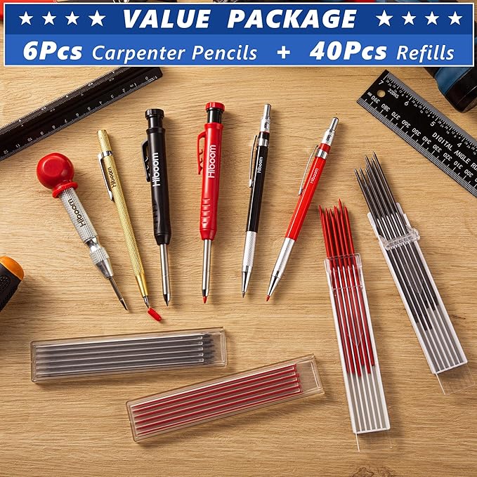 Hiboom 10 Pack Carpenter Pencils Mechanical Set, Construction Pencils - Image 9