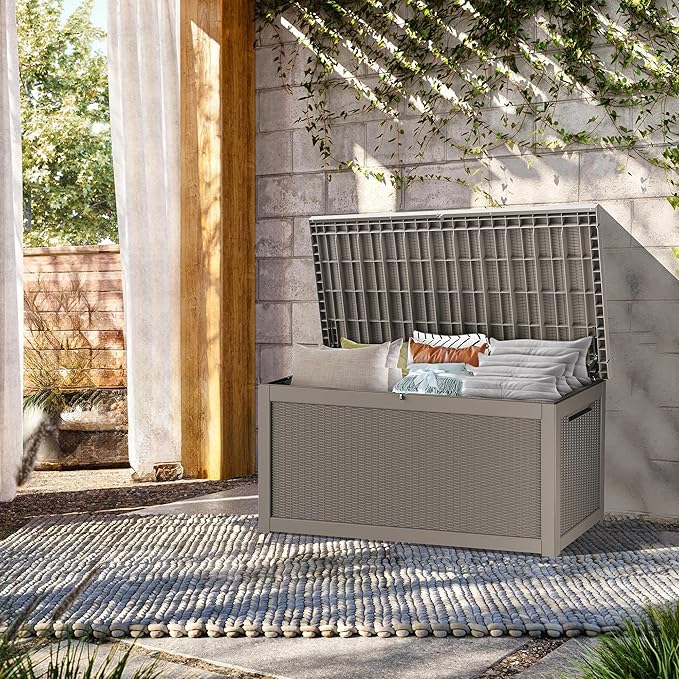 TARKARI 320 Gallon Lockable Resin Deck Box, Waterproof & UV-Resistant Outdoor - Image 4