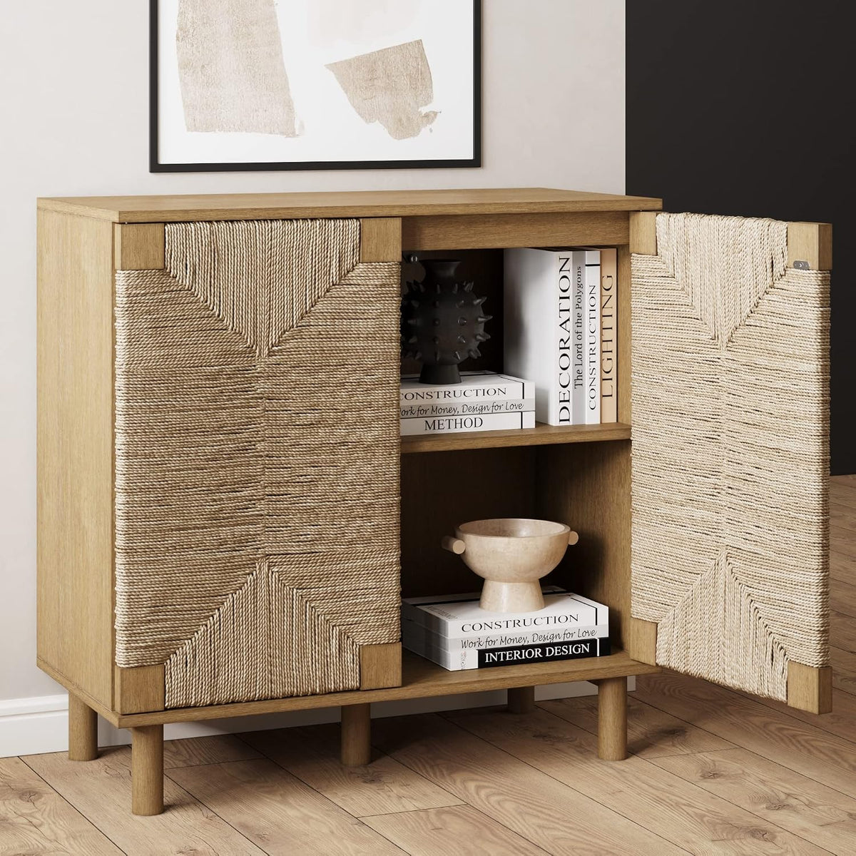 Nathan James Beacon Accent Buffet Sideboard Storage Cabinet TV Stand in Light...
