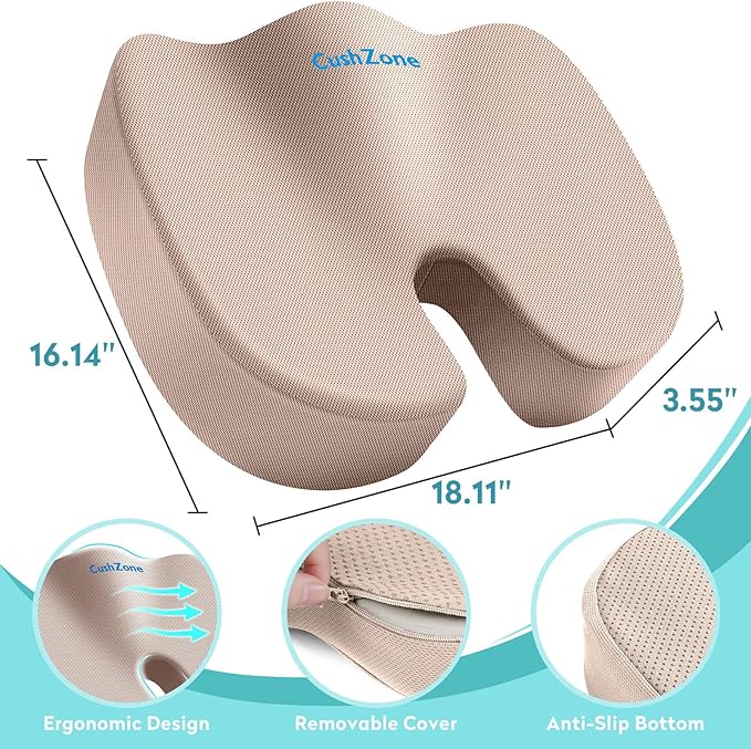 Office Chair Seat Cushion, Cooling Gel Enhanced Memory Foam Cushion - Image 3
