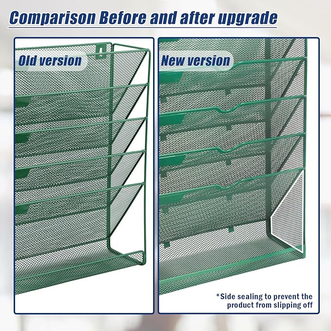 EASEPRES 6 Tier Desk File Organizer, Mesh Hanging Wall Mount Document - Image 3