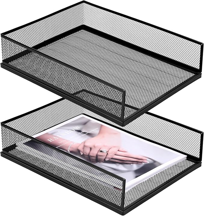 Magazine File Holder, 2 Pack Desk Organizer and Accessories, Metal Paper Tray by Unknown