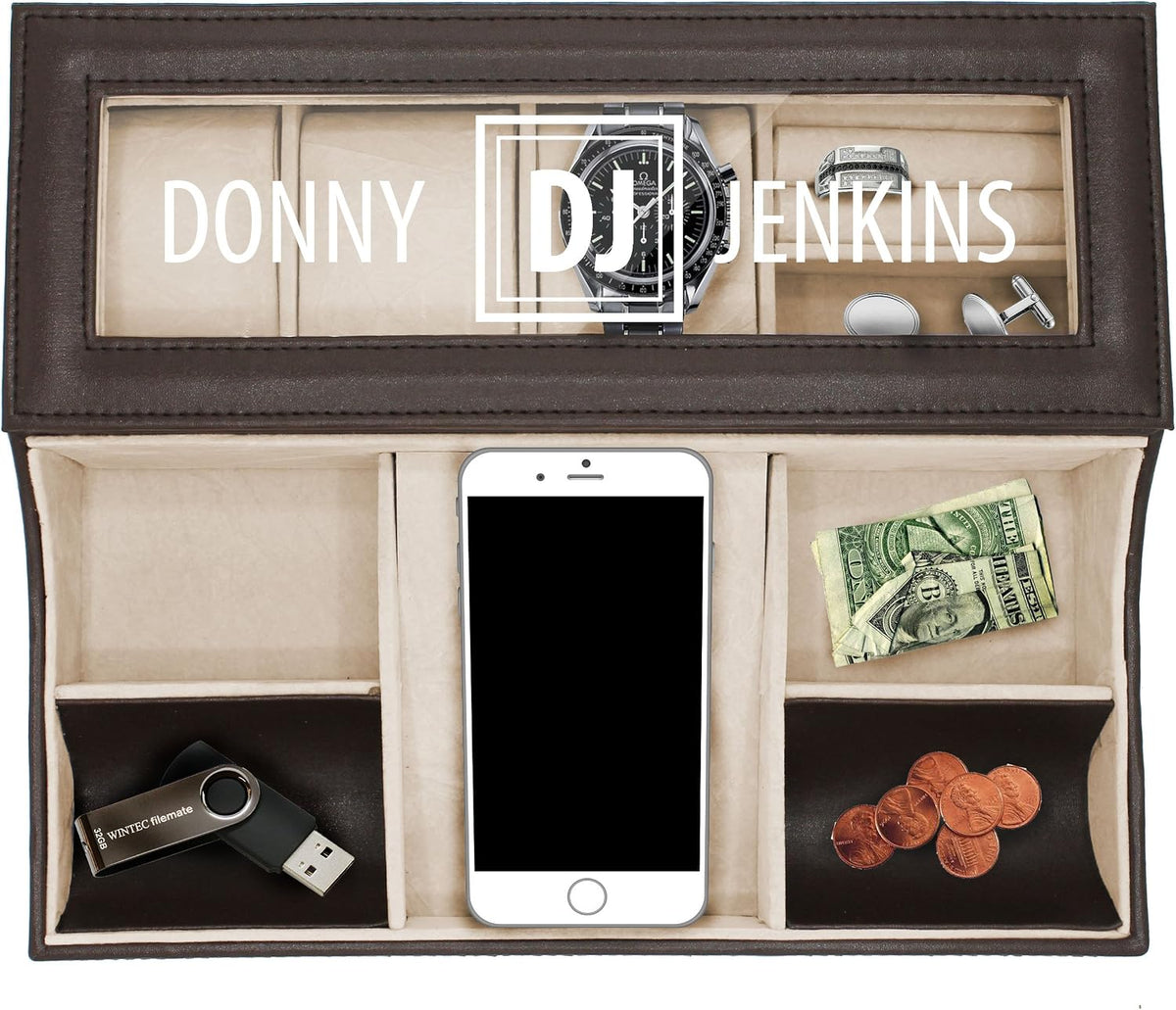 My Personal Memories Personalized Leather Valet Tray Box - Custom Monogrammed...