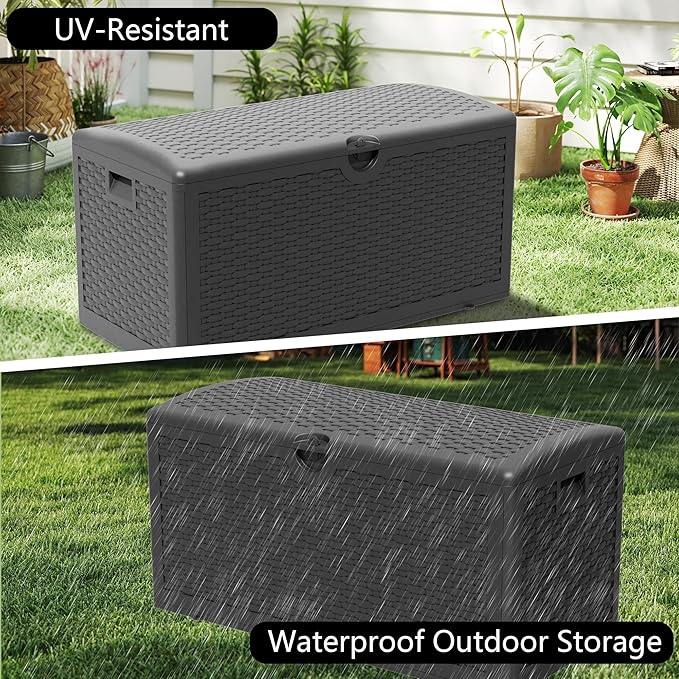Yardgrace 80 Gallon Pro Resin Deck Box, Waterproof Outdoor Storage Bin - Image 2