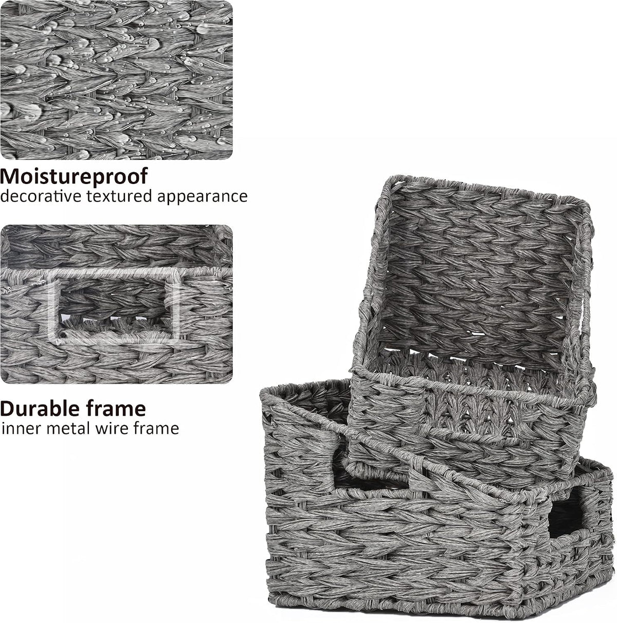 GRANNY SAYS Wicker Basket with Handles, Shelf Baskets for Organizing