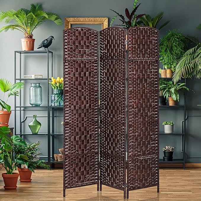 HOMCOM Room Divider, 3 Panel Folding Privacy Screen, 6FT Tall Portable Wicker - Image 6