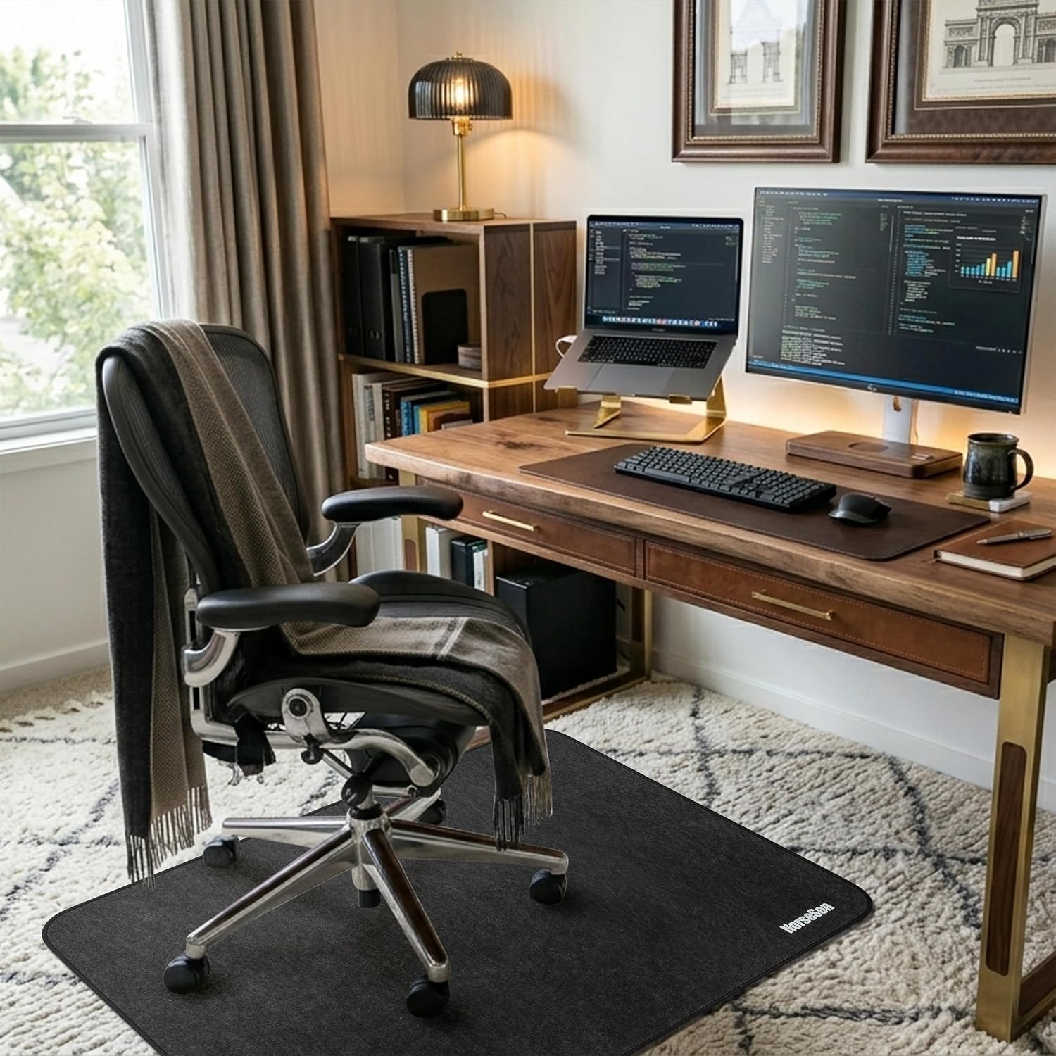 Chair Mat for Carpet, Multi-Surface Grip, Dark Gray, 48" x 36" | Curl & Crack Resistant Floor Protector for Office Desk Chair & Gaming Chair, Silent Rolling | 2-3X Thicker at 0.25"