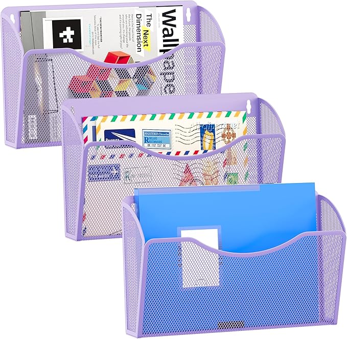 EasyPAG 3 Single Pocket Wall File Organizer, Mesh Hanging File Folder Organizer by EasyPAG