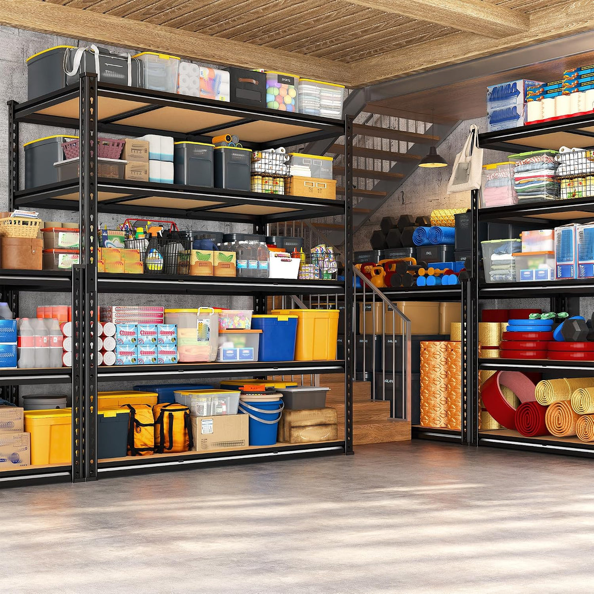 reibii 48" w garage shelving for warehouse, 3080lbs showing dimensions