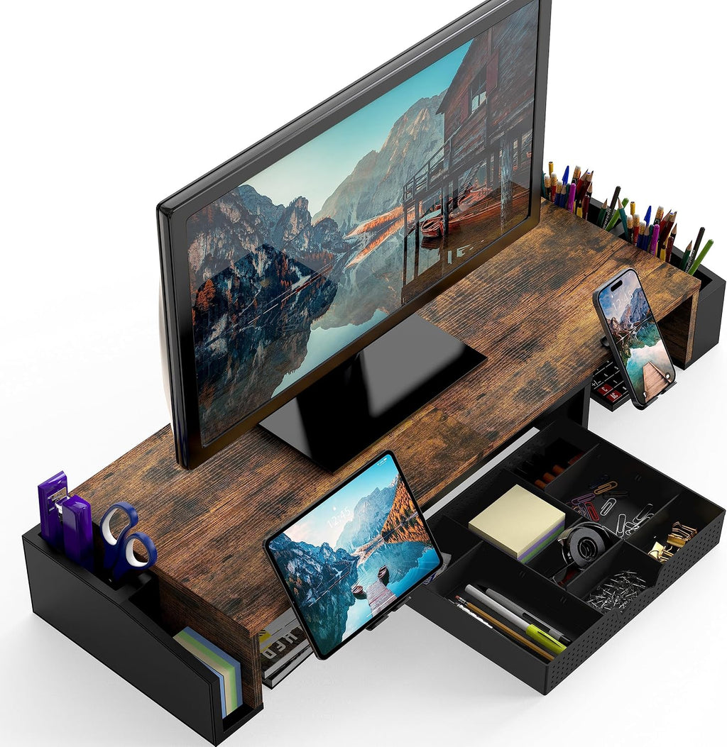 simple houseware desk dual monitor stand riser with, main product view