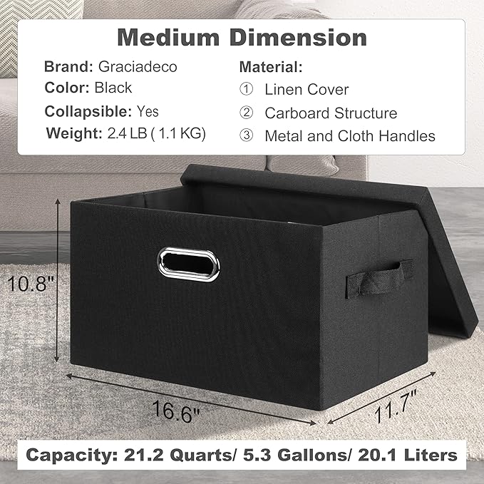 Graciadeco Medium 15" 21 Quart Collapsible Stackable Storage Bins - Image 2