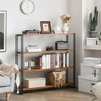 HCHQHS Bookshelf, 4-Tier Industrial Bookcase, Rustic Wood and Metal Open - Image 2