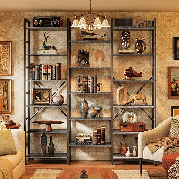 SUPERJARE Triple 6 Tier Bookshelf, Bookcase - Image 8