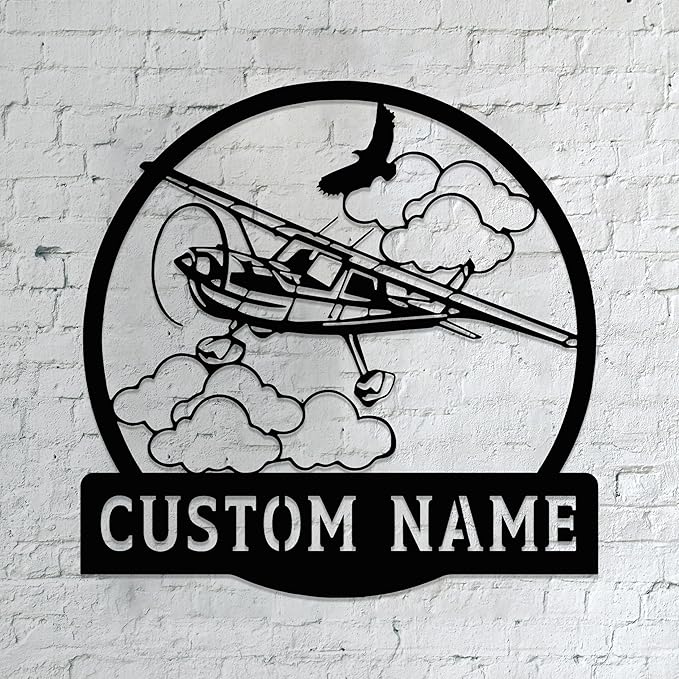 Personalized Metal Airplane Wall Art, Airplane Name Sign, Customized Pilot Name by Unknown