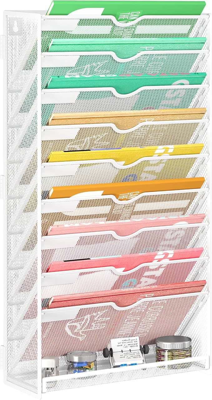 Lavatino 10-Tier Hanging File Organizer, Wall Mount File Holder by Lavatino