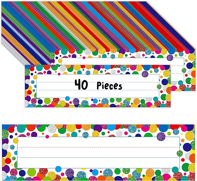 40PCS Desk Nameplates, Confetti Desk Name Tags by Gethelud