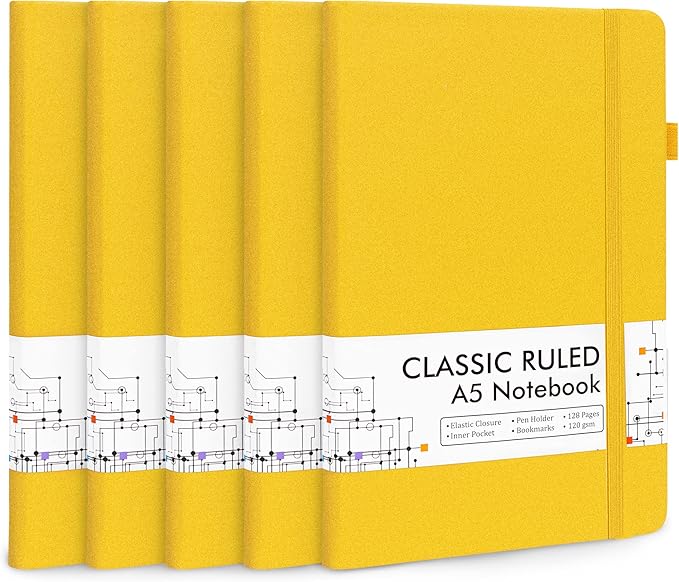 5 Pack Journal Notebook Bulk for School, Feela Hardcover Business Notebooks by feela