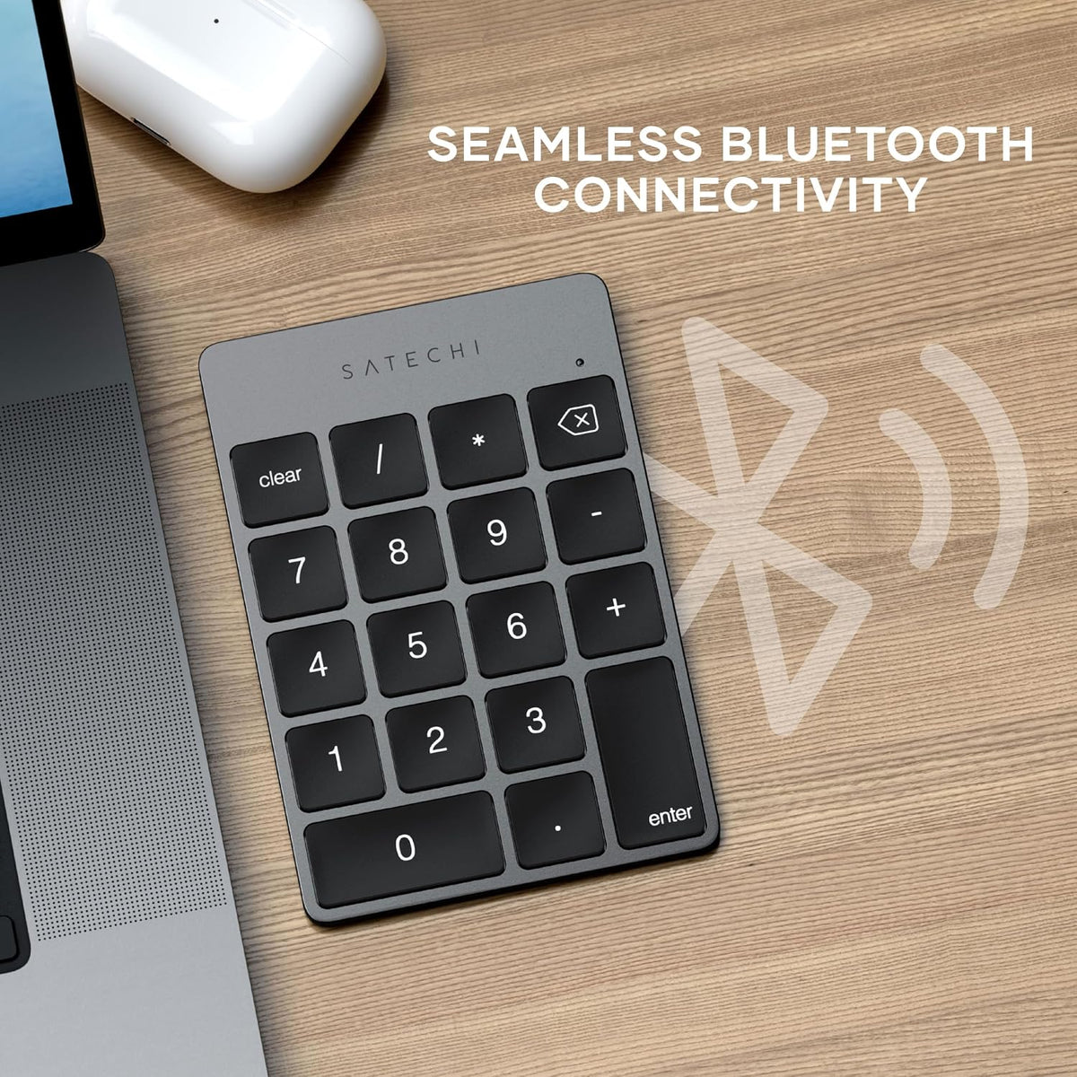 Satechi Slim Aluminum Bluetooth Keypad, USB-C Rechargeable, Space Gray