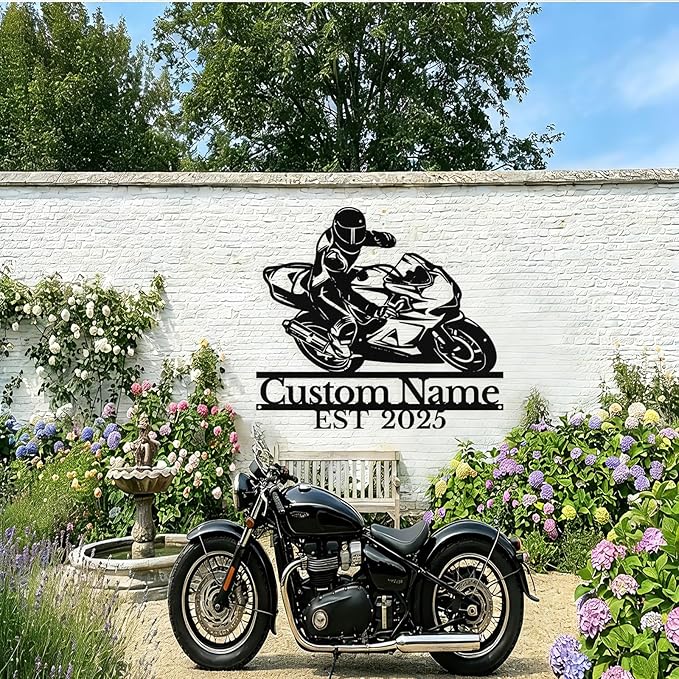 Personalized Motorcycle Metal Sign Custom Biker Name Sign Dirt Bike Wall Decor - Image 9