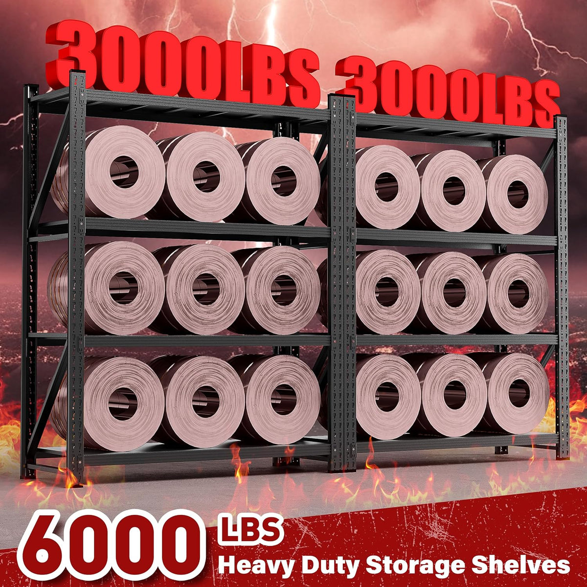 set of 2 48" wide heavy duty garage, side view
