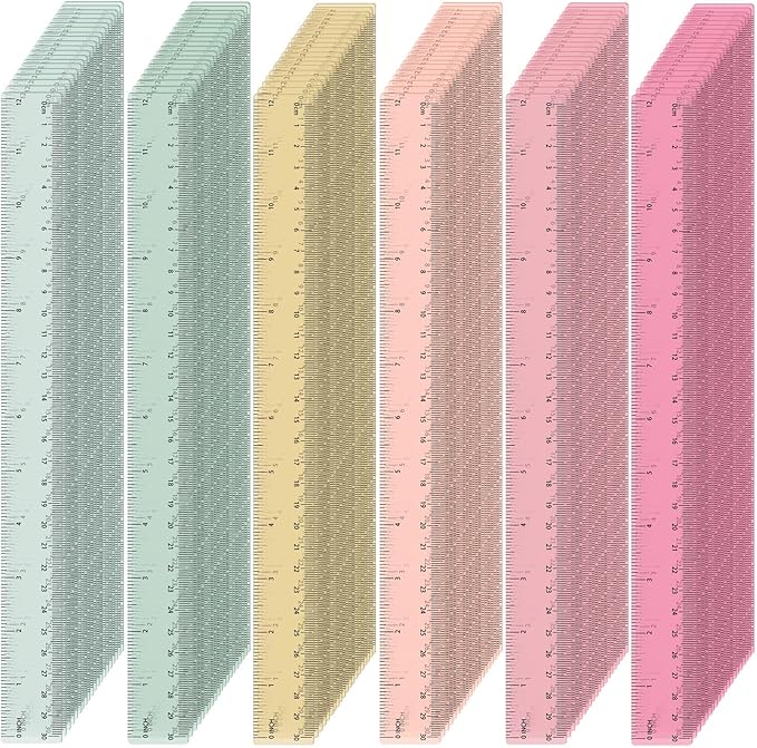 ForraFun 120 Pcs 12 Inch Plastic Ruler Bulk Colorful Transparent Ruler by Unknown