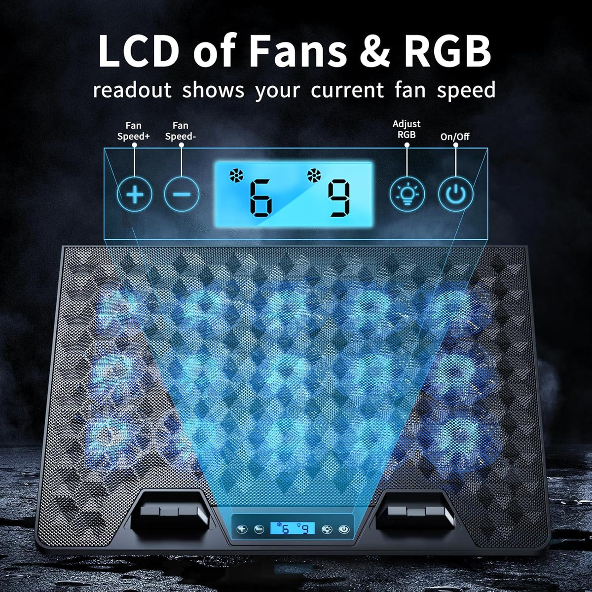 KeiBn Laptop Cooling Pad, Gaming Laptop Fan Cooling Pad with 15 Quiet Fans, R...