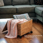 Trademark Innovations Rolling File Box Wicker File Cabinet Hanging File Baskets Water Hyacinth Storage Basket