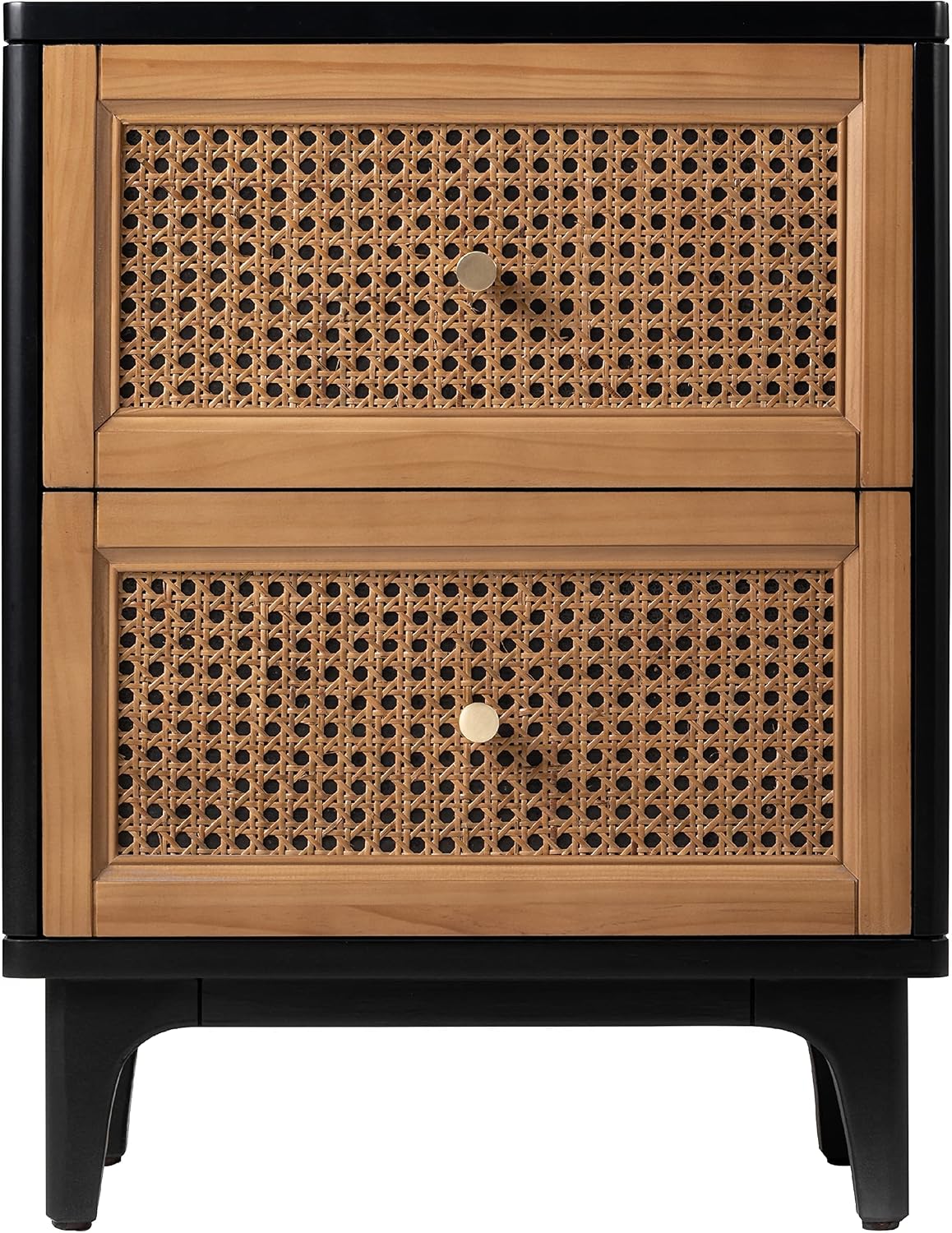 COZAYH - 2 Drawer Boho Nightstand - Black Farmhouse Bedside Table