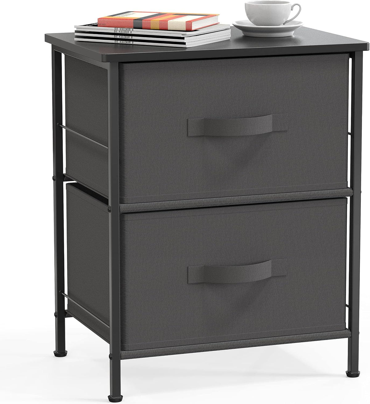 Simple Houseware 2 Tier Night Stand Dresser Organizer Drawer, Dark Gray