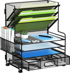 mindepot 4-tier paper organizer + 3-pocket file holder, main product view