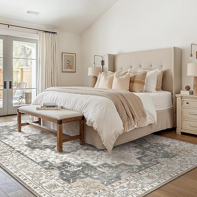 GENIMO 7'6''x9'6'' Area Rugs for Living Room, Machine Washable Non Slip Vintage - Image 8