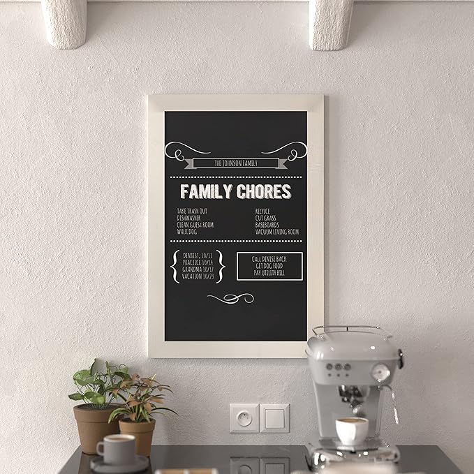 HBCY Creations 20" X 30" Matte White Solid Wood Frame Wall Chalkboard, Magnetic by HBCYCreations