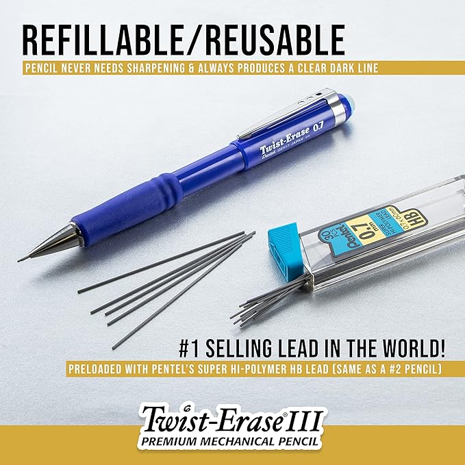 Pentel Twist-Erase III Mechanical Pencil, Bold Line, Violet Barrel - Image 4