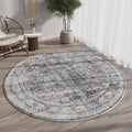 Rugcomf Round Rug 4ft Washable Circle Rug Non Slip Low Pile Boho Small Circular by Rugcomf