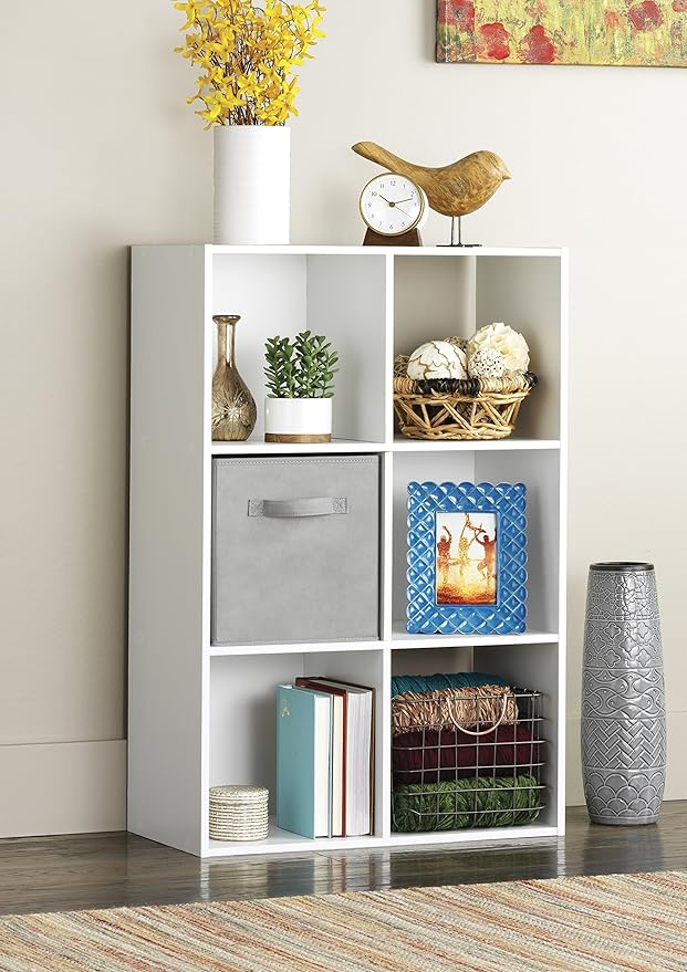 Whitmor 6 Cube Bookcase, 3 Tier Stackable MDF Bookself, Open Storage Display - Image 2
