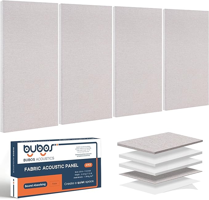 BUBOS 4 PCS Acoustic Panels, 23.6''x11.8'' Fabric Soundproof Wall Panels by BUBOS