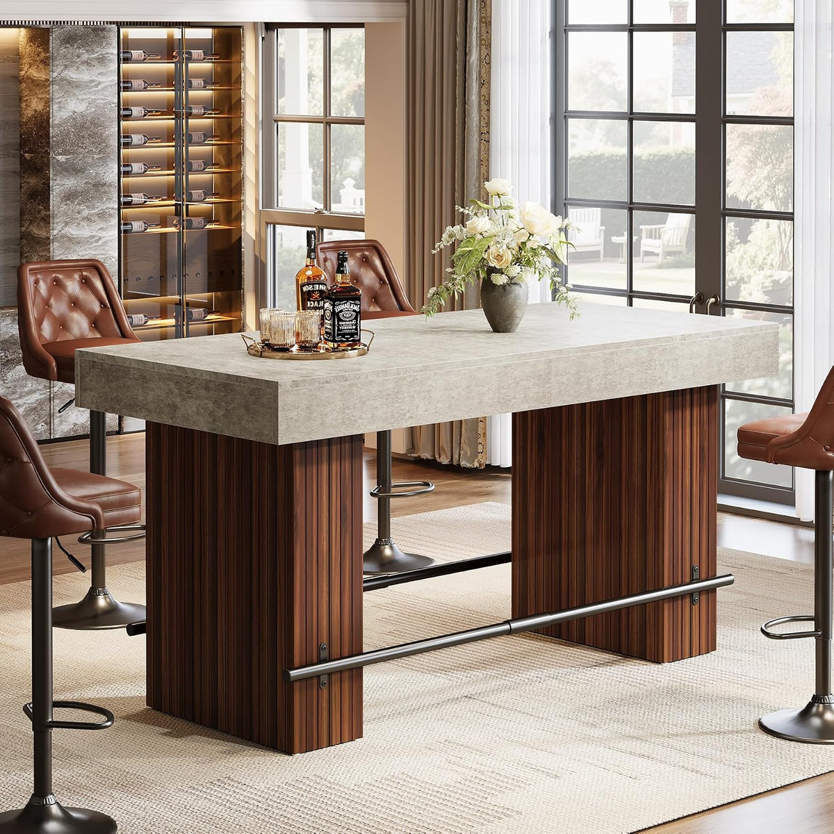 Tribesigns 62.2 Inch Bar Table, Industrial Counter Height Pub Dining Table