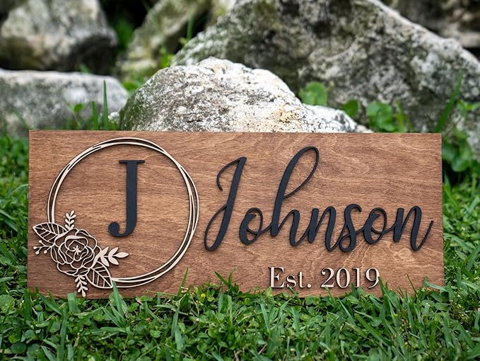Custom Family Name Sign | Personalized Wooden Wedding Gift | Rustic Last Name - Image 2