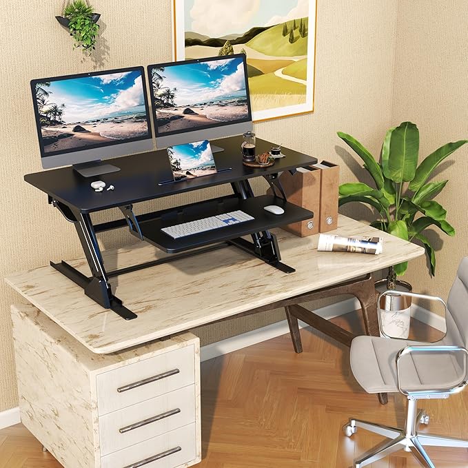 Lubvlook 42 inch Stand Up Desk Converter, Height Adjustable Sit Stand Desk Riser - Image 2