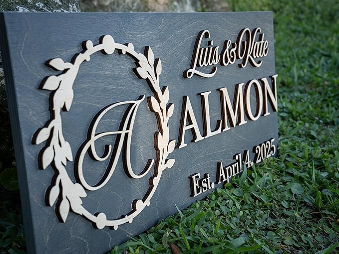 Custom Family Name Sign | Personalized Wooden Wedding Gift | Rustic Last Name - Image 4