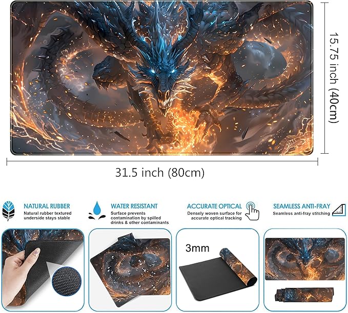 Cute Anime Dragon Desk Mat Kawaii Mouse Pad Gaming XXL Large Extended Desk Matt - Image 3
